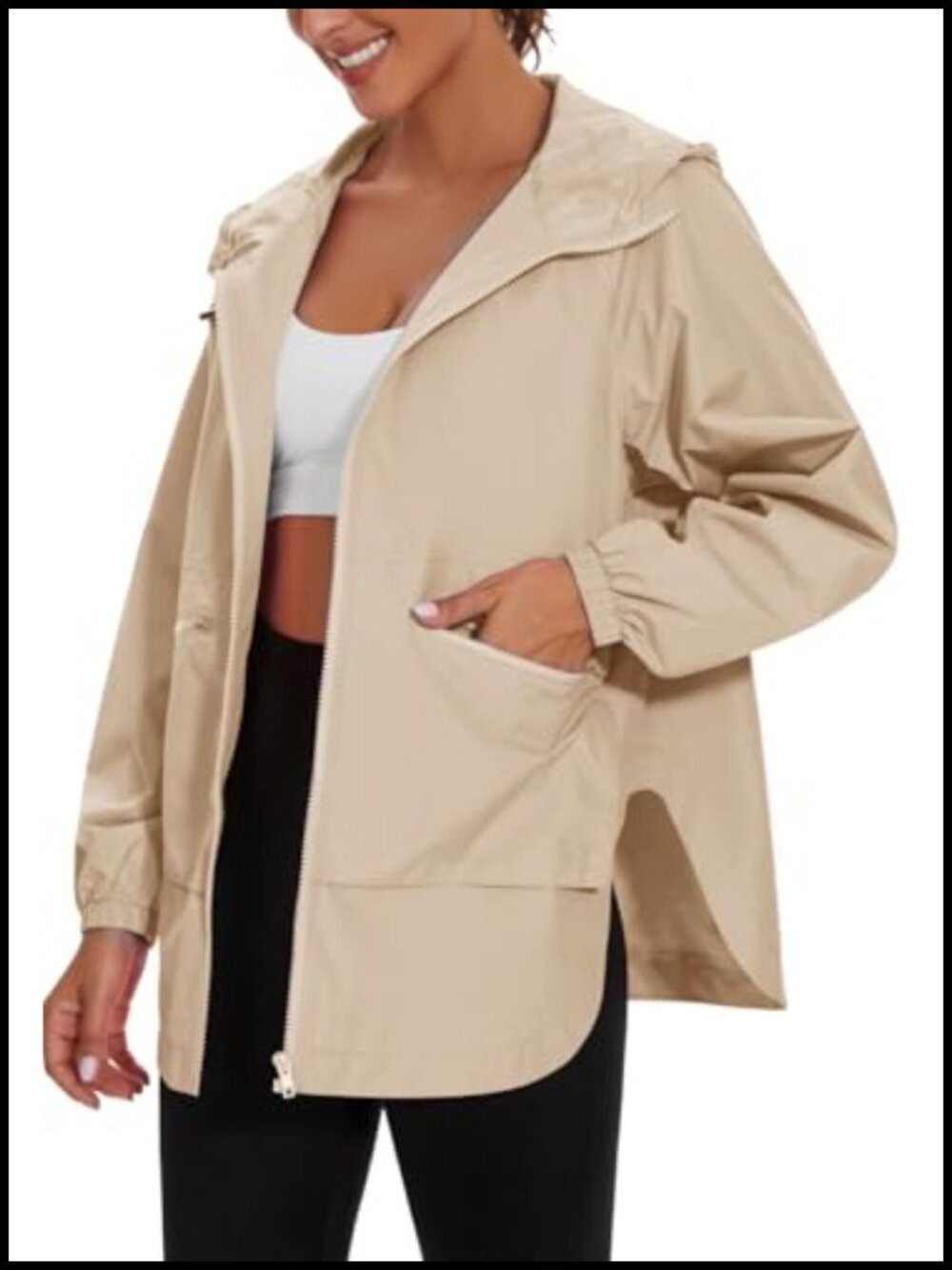 Waterproof Lightweight Packable Hooded Raincoat with Pockets
